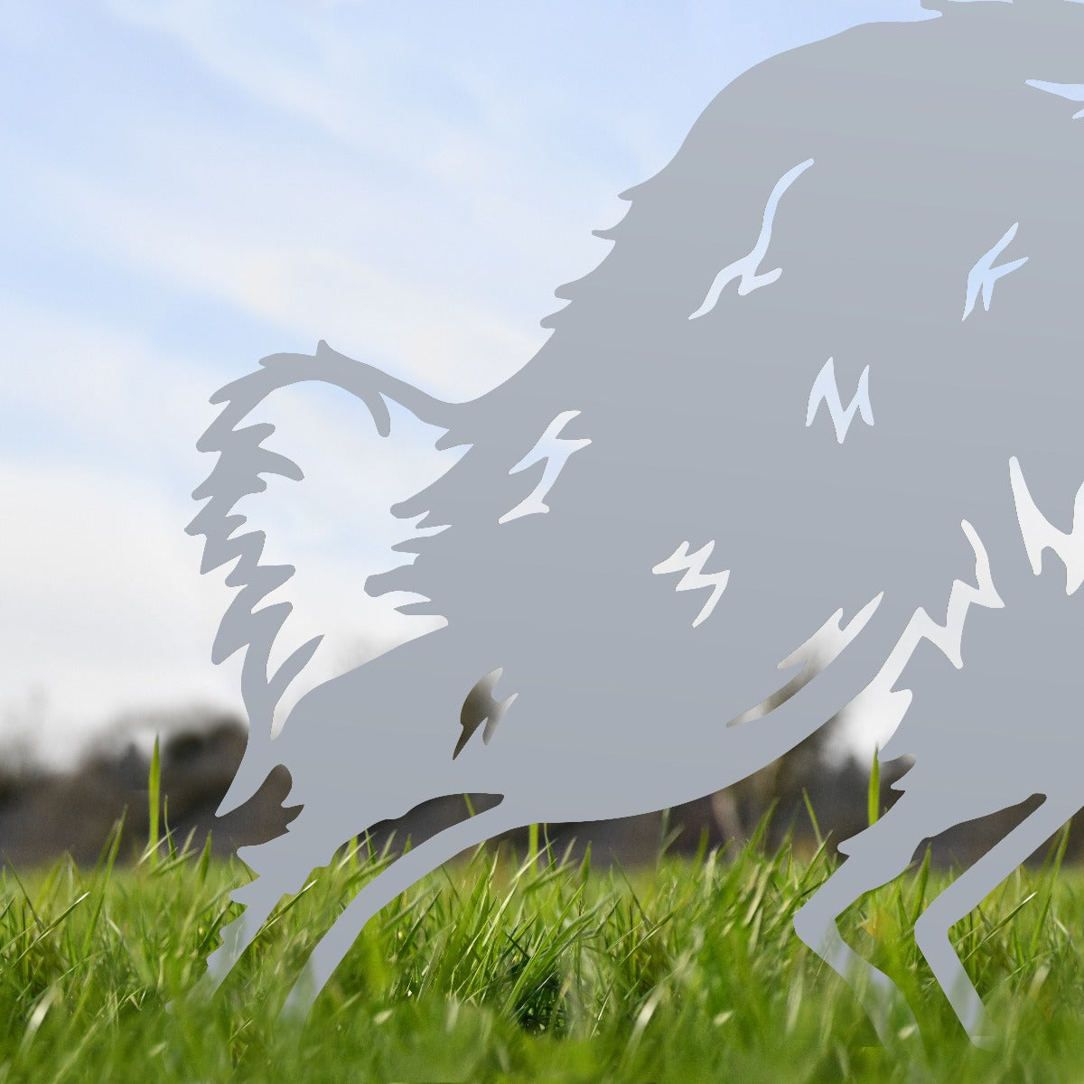 Border Collie Sheepdog Garden Sheet Steel Silhouette In Silver