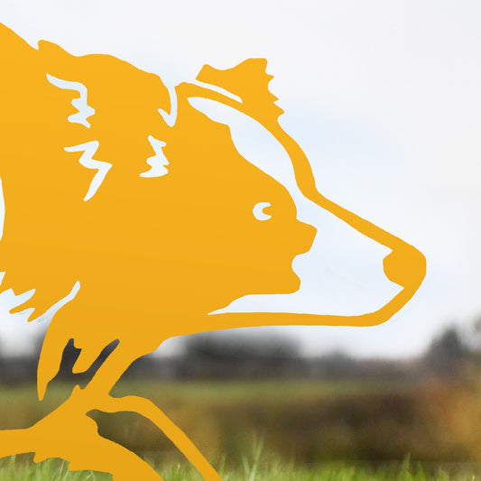 Border Collie Sheepdog Garden Sheet Steel Silhouette In Yellow