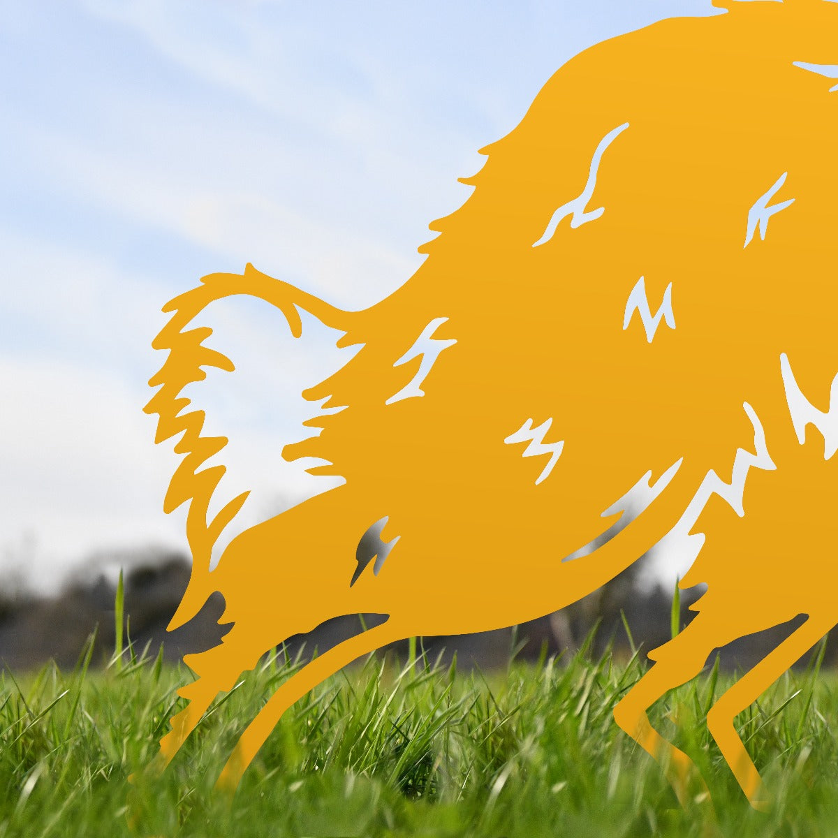 Border Collie Sheepdog Garden Sheet Steel Silhouette In Yellow