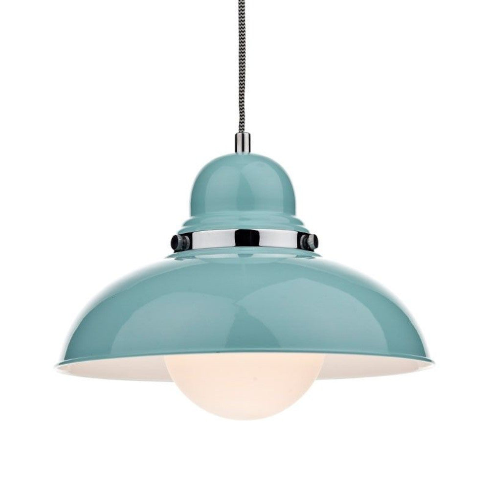 'Bostock' Period Pendant Light in turquoise 