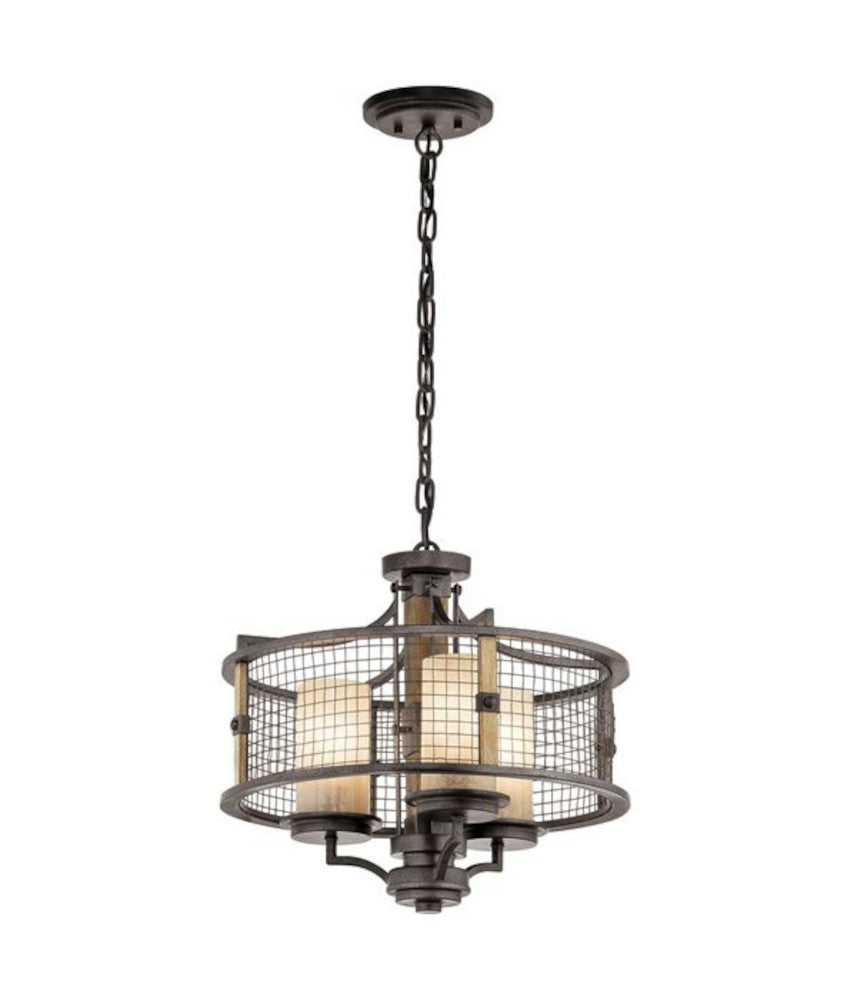 'Bourn' Three Light Medieval Iron Pendant Light 