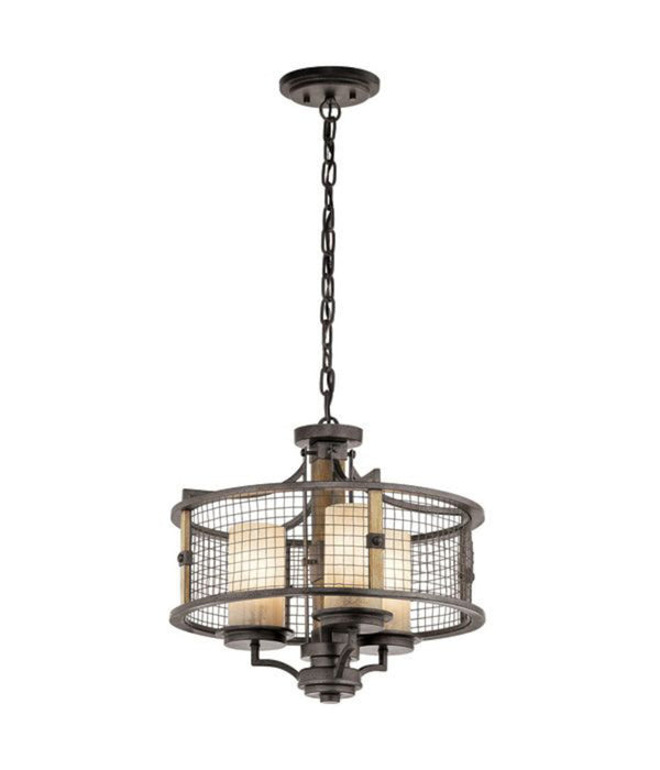 'Bourn' Three Light Medieval Iron Pendant Light