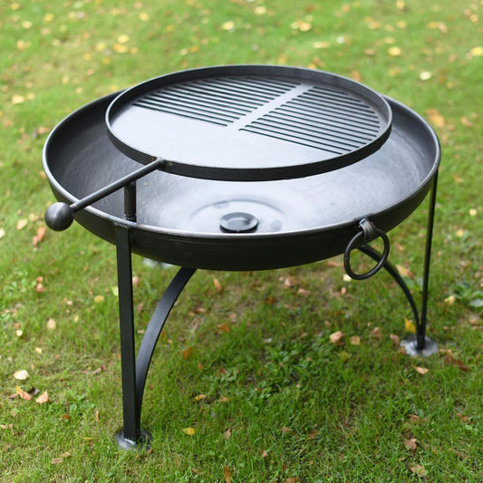 'Boxwell' 90cm Diameter Fire Bowl with Swing Arm and Barbecue Rack