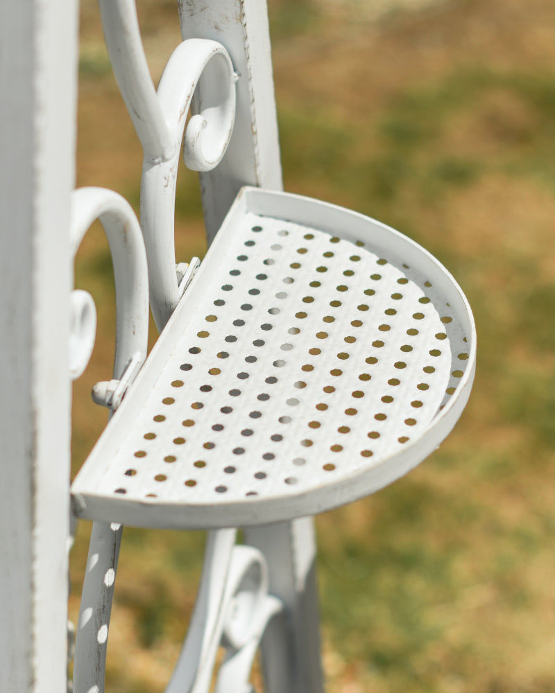 Magnified view of the white side table