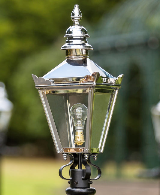 Bright chrome kensington lantern top