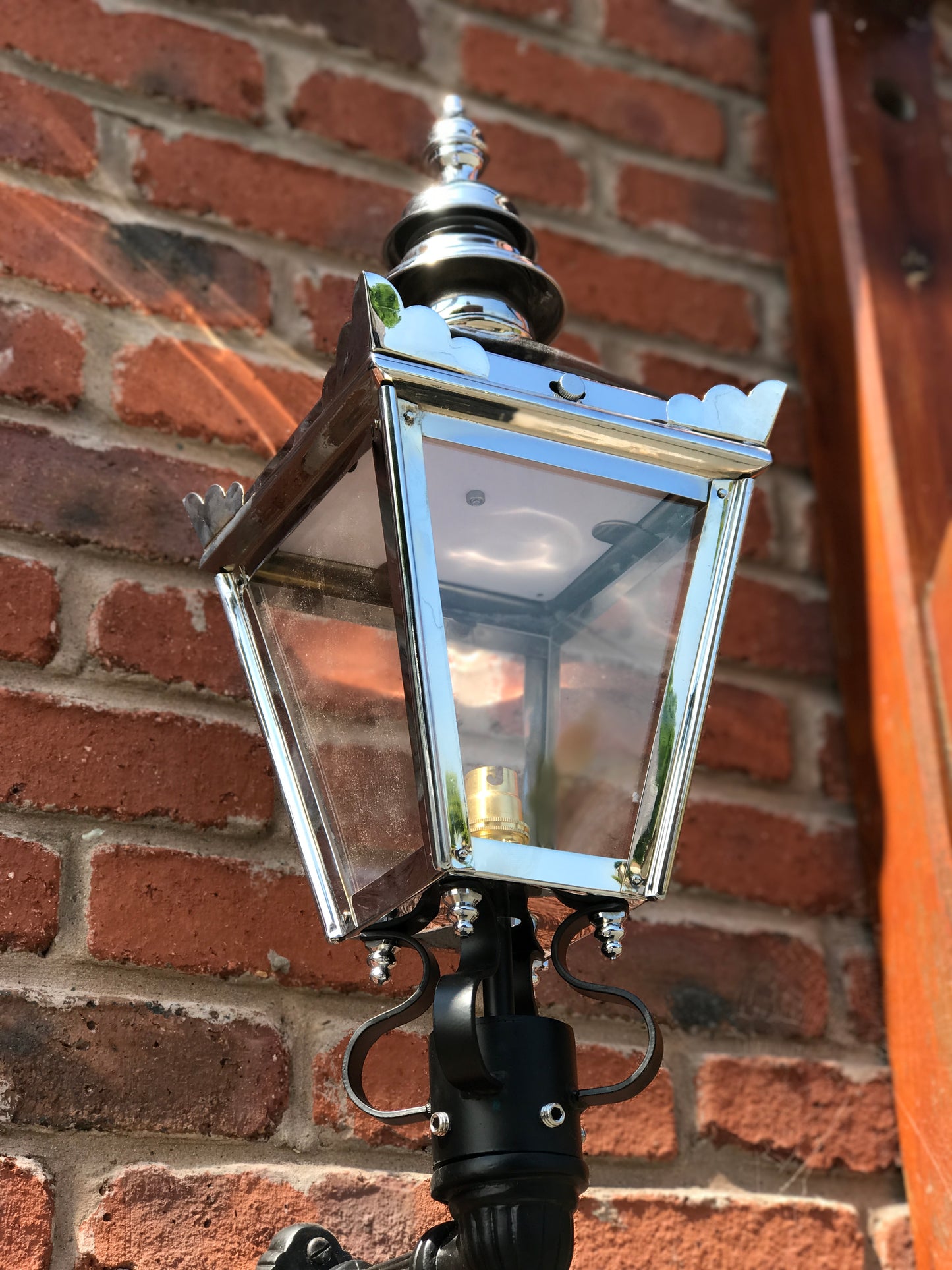 Chrome lantern with clear panes 