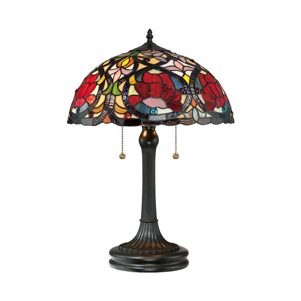 Bright Stained Floral Glass Period Tiffany Lamp