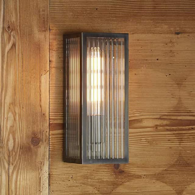 Bronze Ribbed Glass 'Hampton' Wall Light - thumbnail