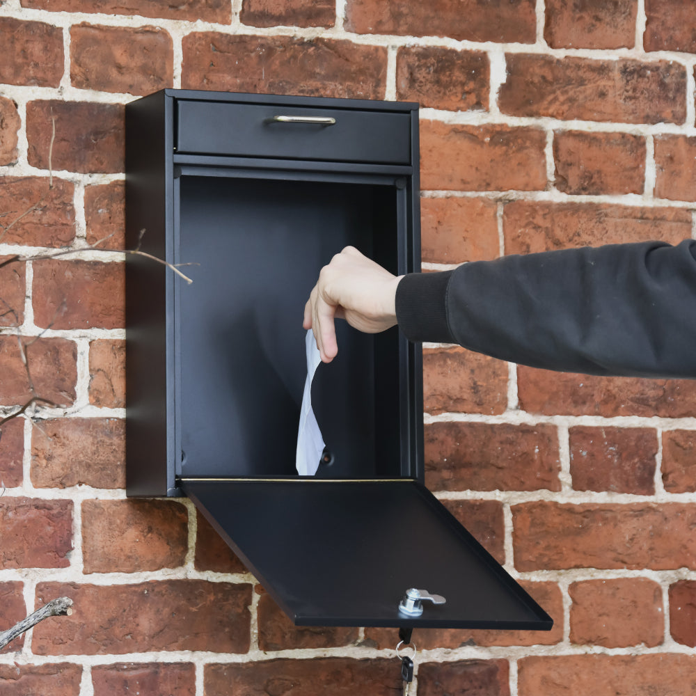 Retractable door black post box