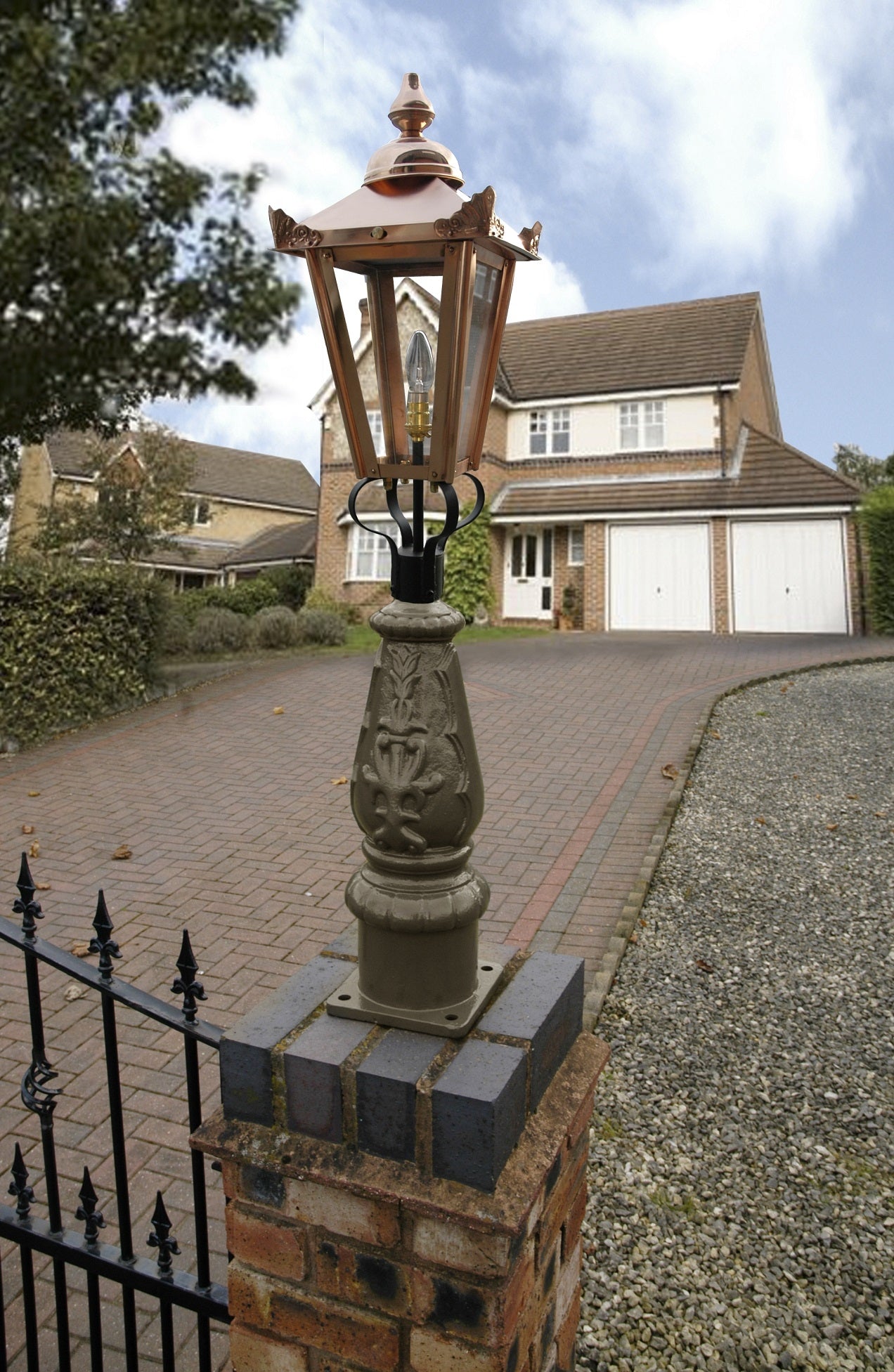 Russet Brown & Copper Mini Victorian Lamp post set