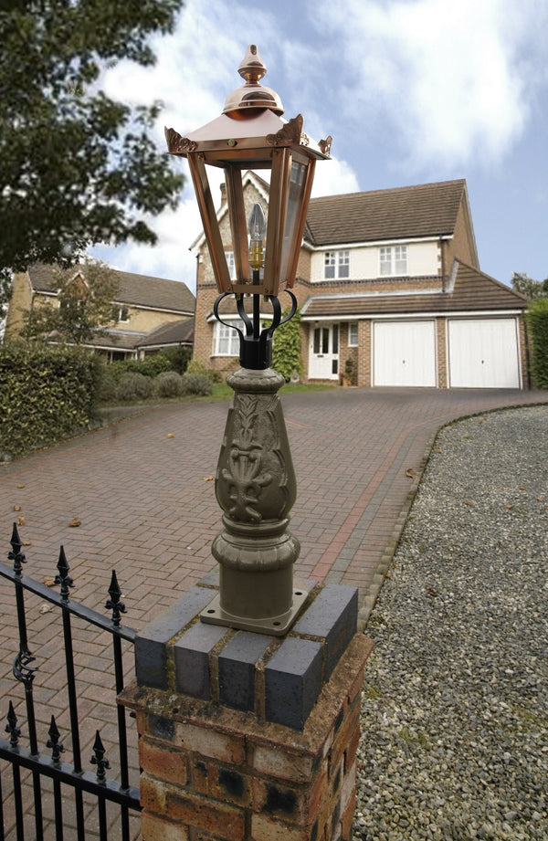 Russet Brown & Copper Mini Victorian Lamp post set