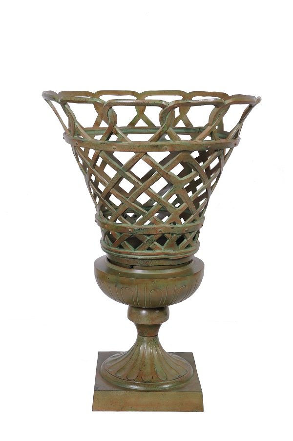brown lattice planter