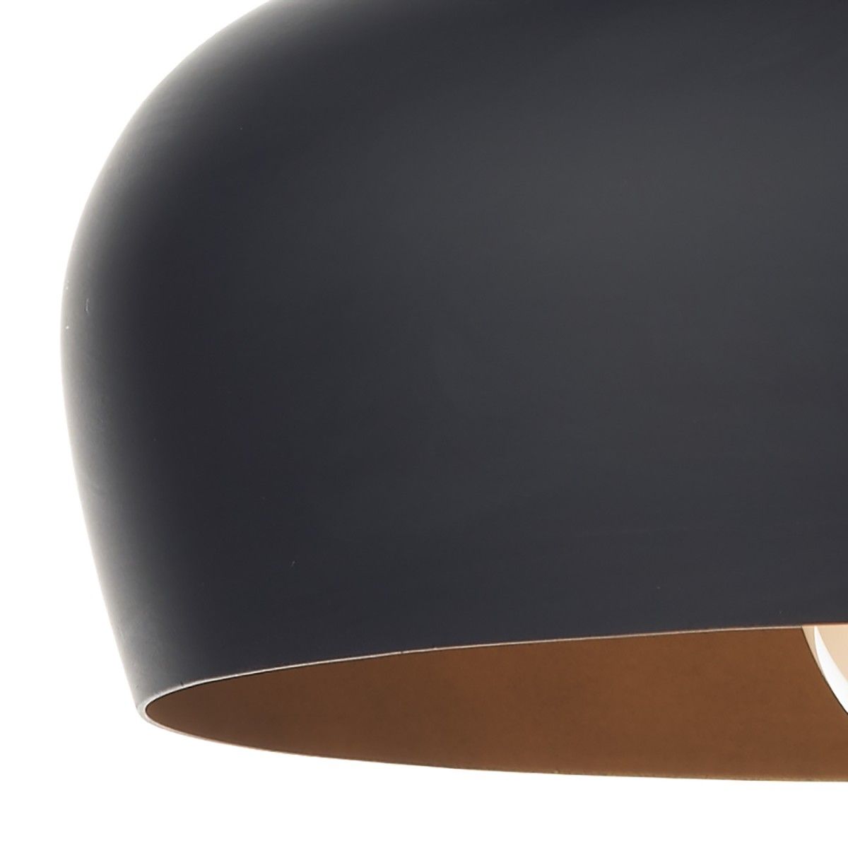 Close view of the black dome lamp shade 