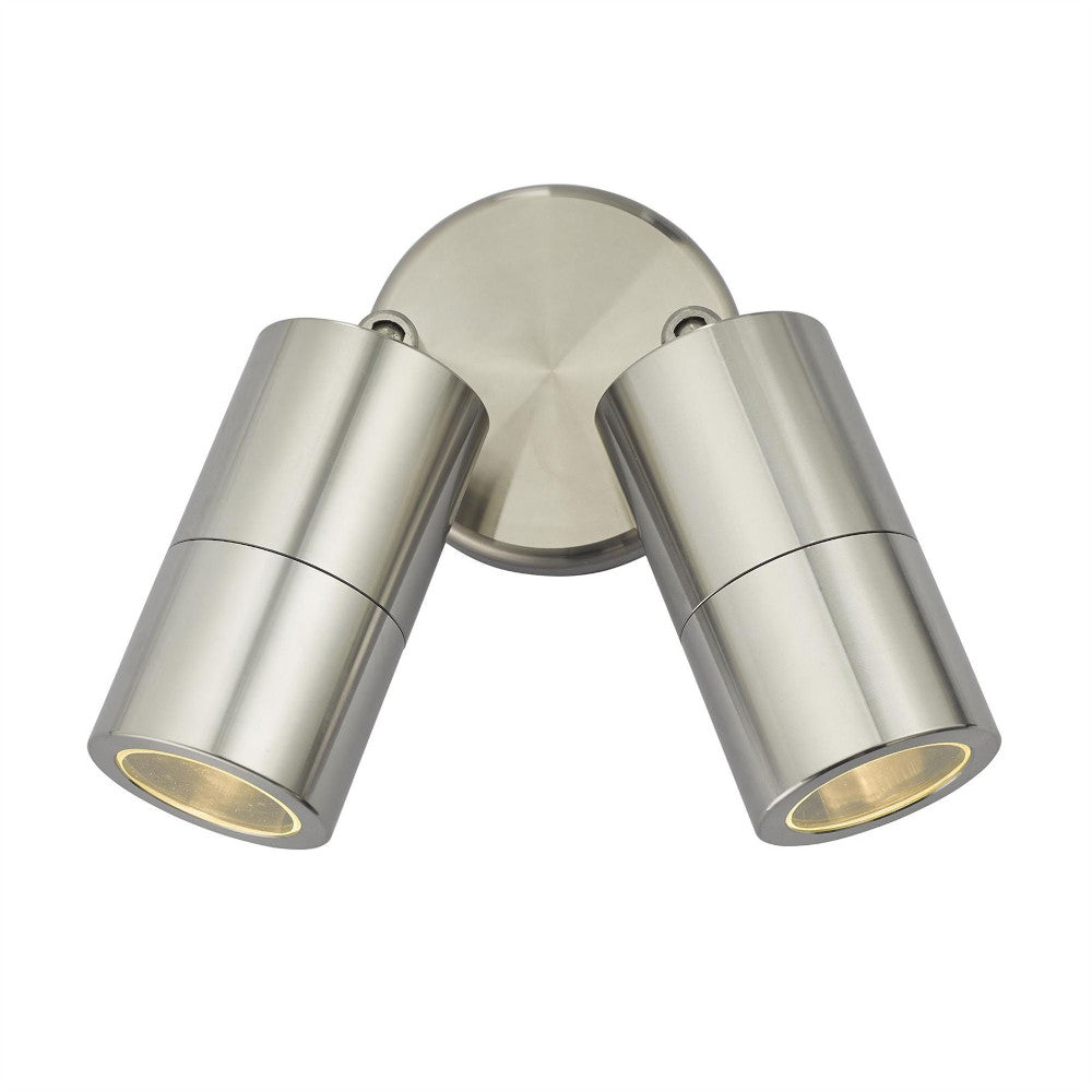 The double silver spotlights on a white background