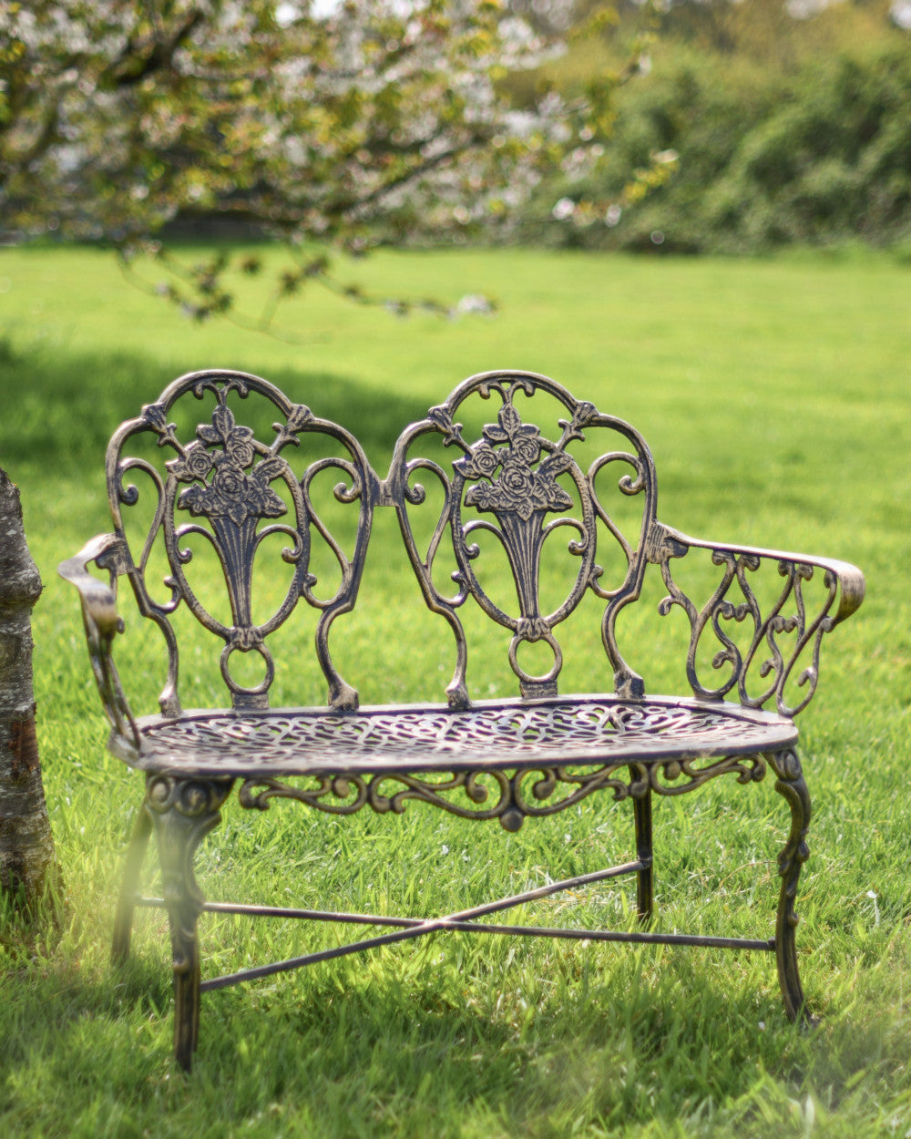Blush gold garden bench