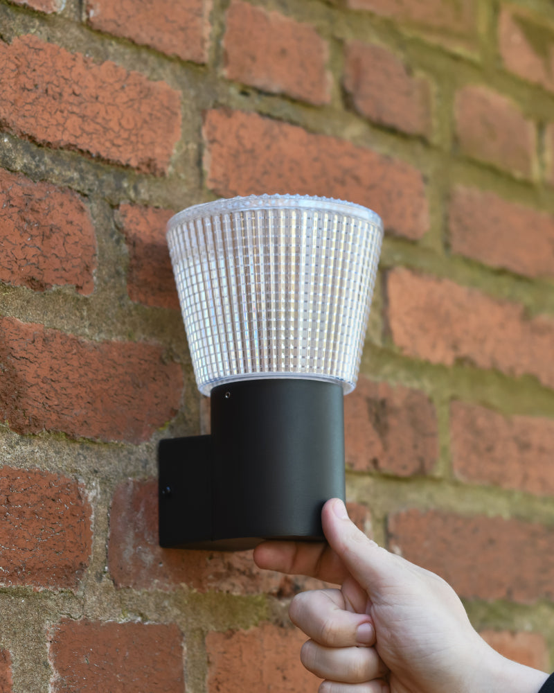 Life size scale of the 'Buckden' Contemporary Bottom Fix Wall Light 