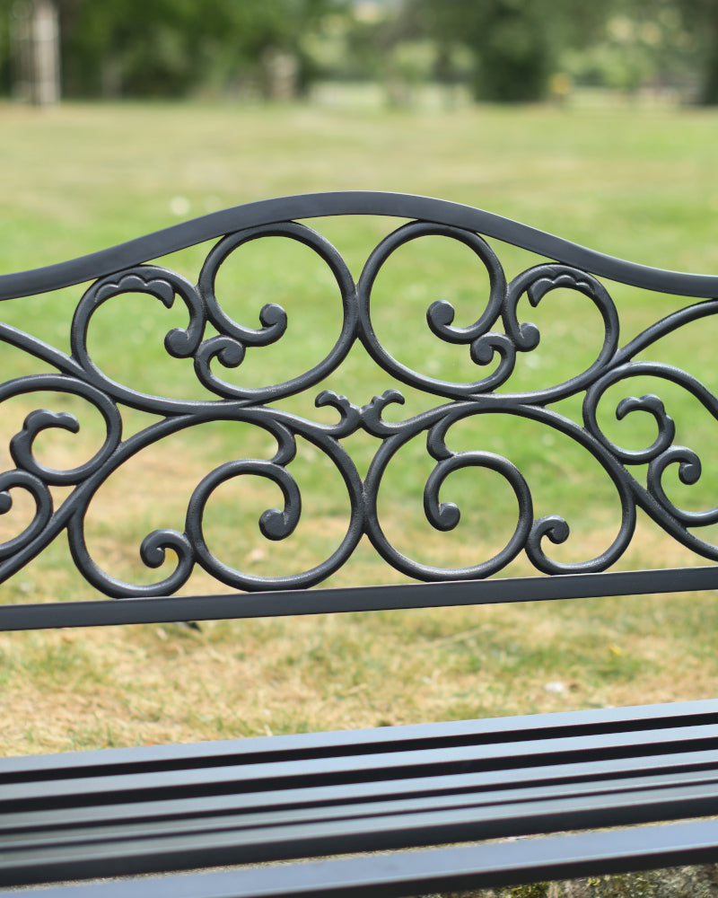 Close up of the scrolled backplate