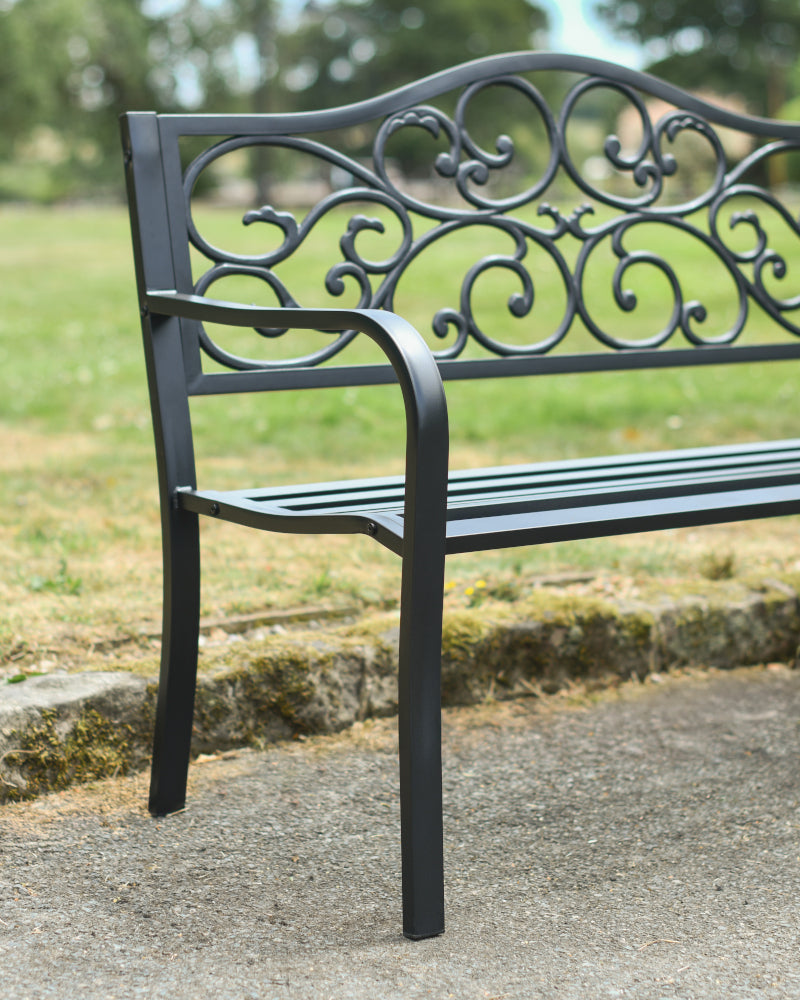 Magnified view of the black armrests