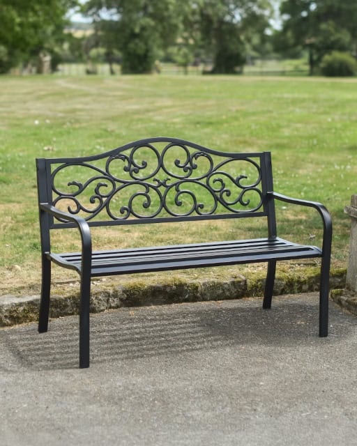 'Buckland' Two Seater Black Bench - thumbnail