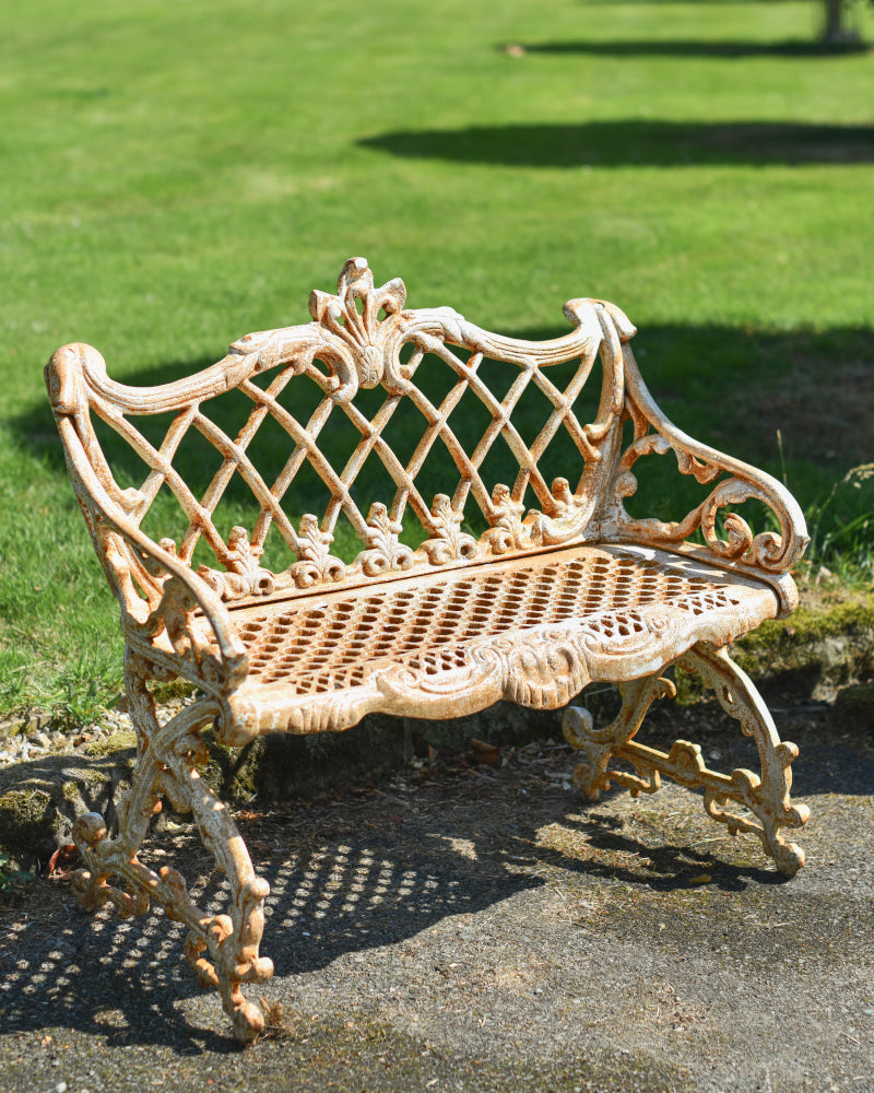 'Camden' Traditional Rustic Cream Two Seater Bench