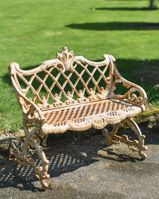 'Camden' Traditional Rustic Cream Two Seater Bench - thumbnail