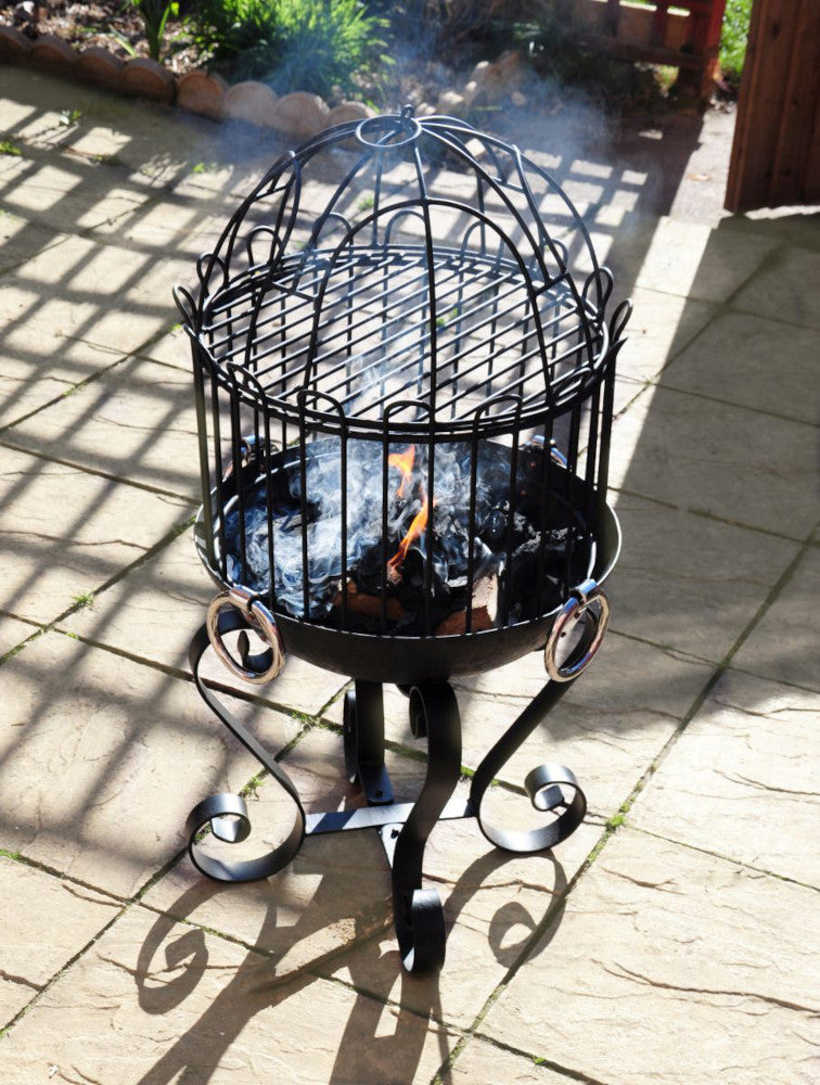 'Carclew' Ornate Wrought Iron Fire Pit And Barbecue