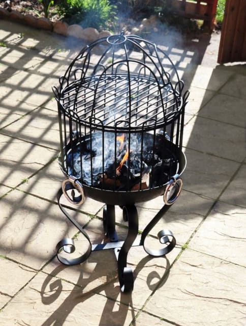 'Carclew' Ornate Wrought Iron Fire Pit And Barbecue - thumbnail