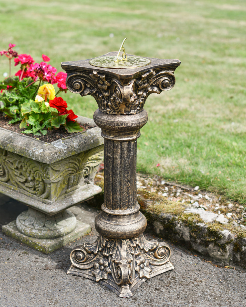 Cast Aluminium 'Floreale' Bronze Pillar