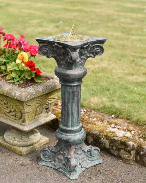 Cast Aluminium 'Floreale' Verdigris Pillar - thumbnail