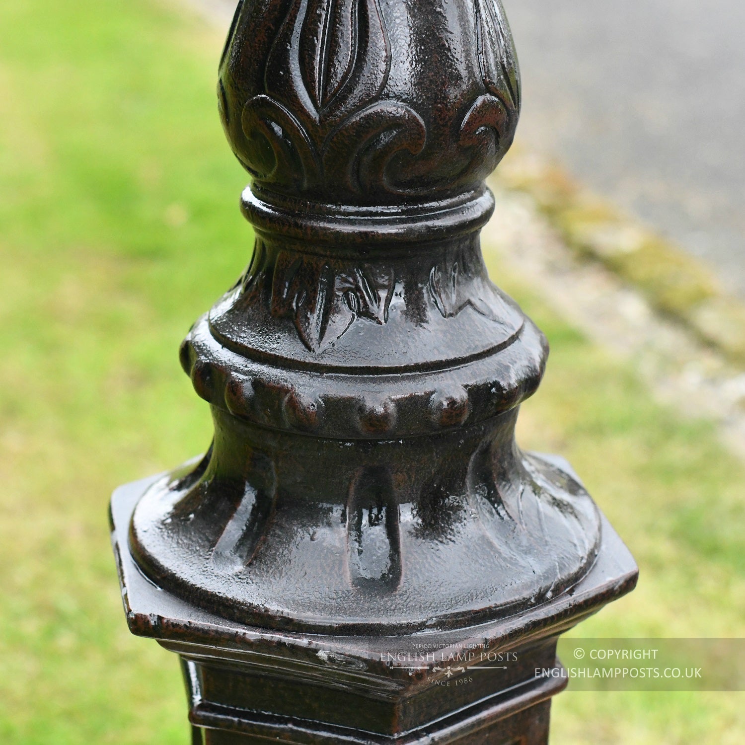 Cast Detailing On Antique Brown Iron Lamp Post Column