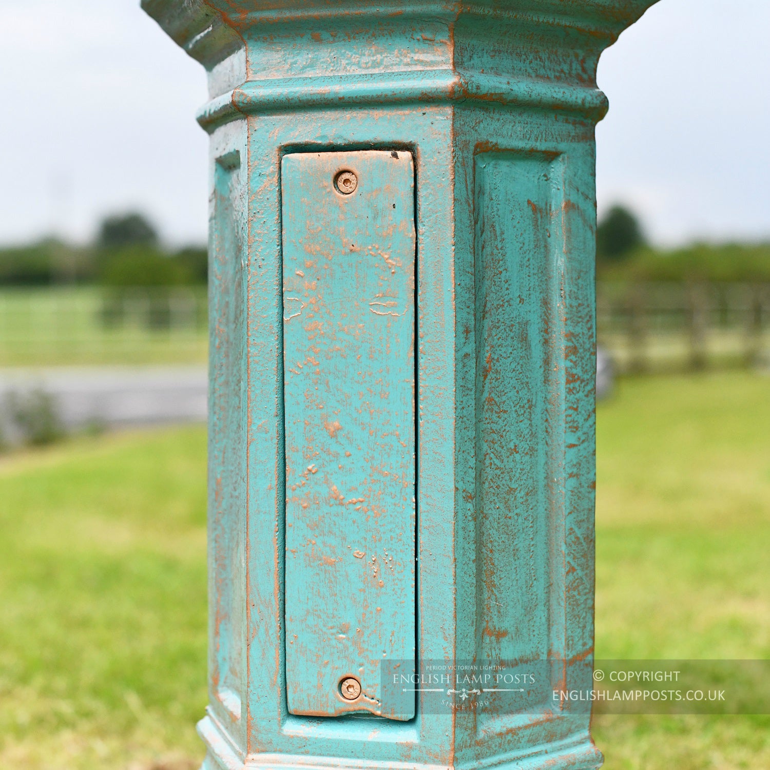 Cast Iron Antique Pale Blue Lamp Post Base