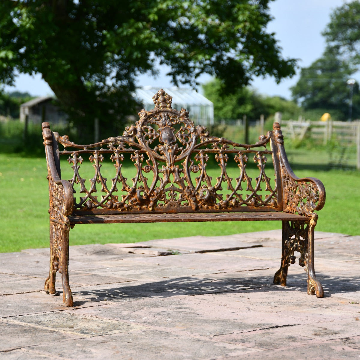 Heavy Cast Iron Rustic Gothic Garden Bench