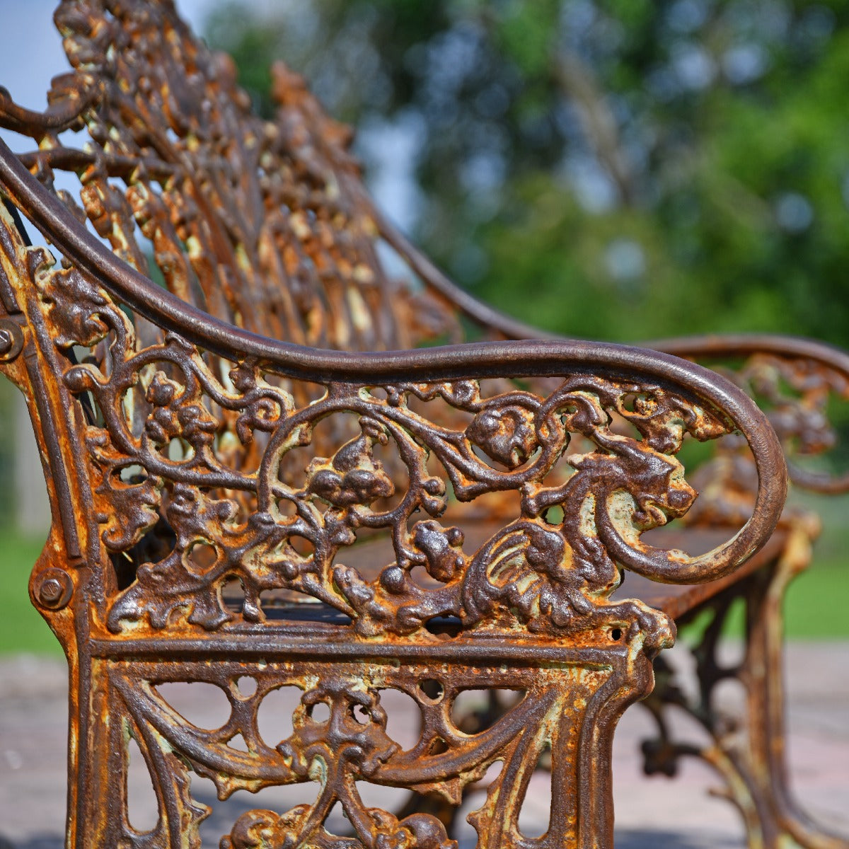 Heavy Cast Iron Rustic Gothic Garden Bench