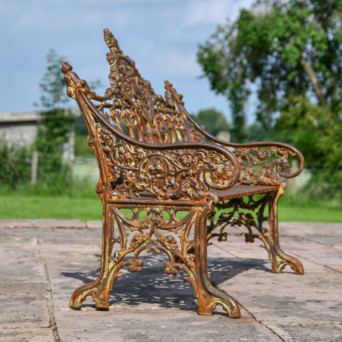 Heavy Cast Iron Rustic Gothic Garden Bench
