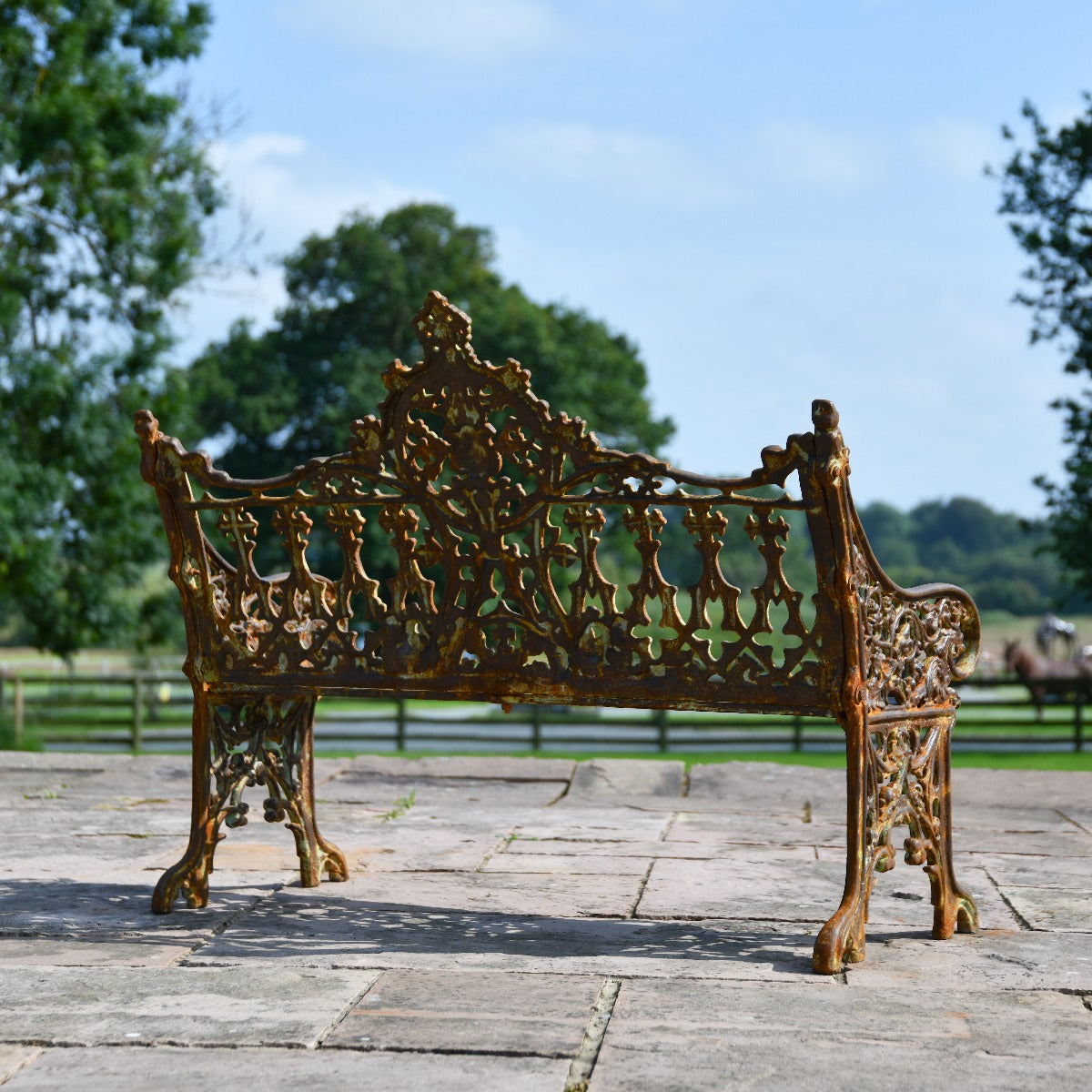 Heavy Cast Iron Rustic Gothic Garden Bench