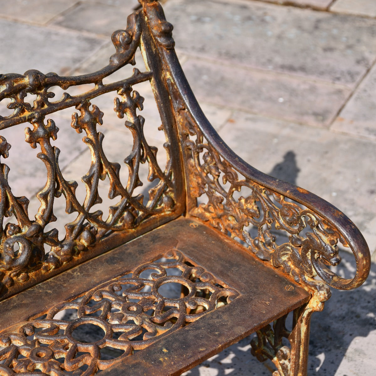 Heavy Cast Iron Rustic Gothic Garden Bench