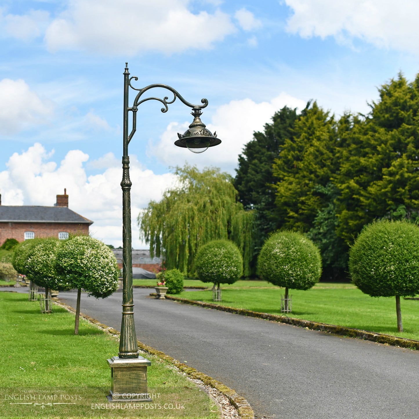 Cast Iron Lamp Post Antique Olive Lamp Post Installed Along Driveway