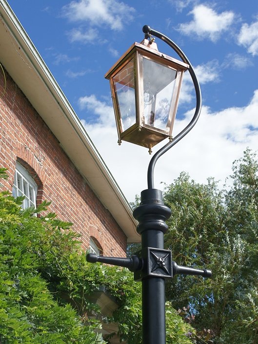 Copper Swan Neck Lamp Post 2.46m