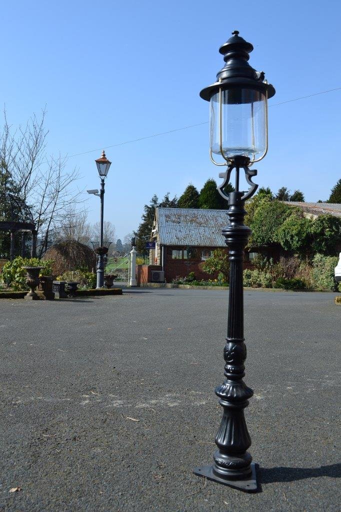 Cast Post With Globe Glass Lantern