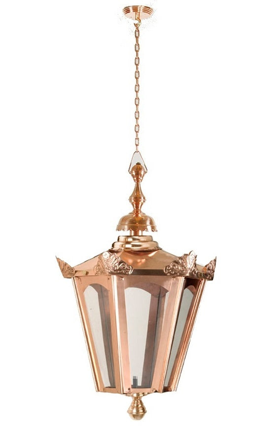 Copper Hexagon Hanging Lantern