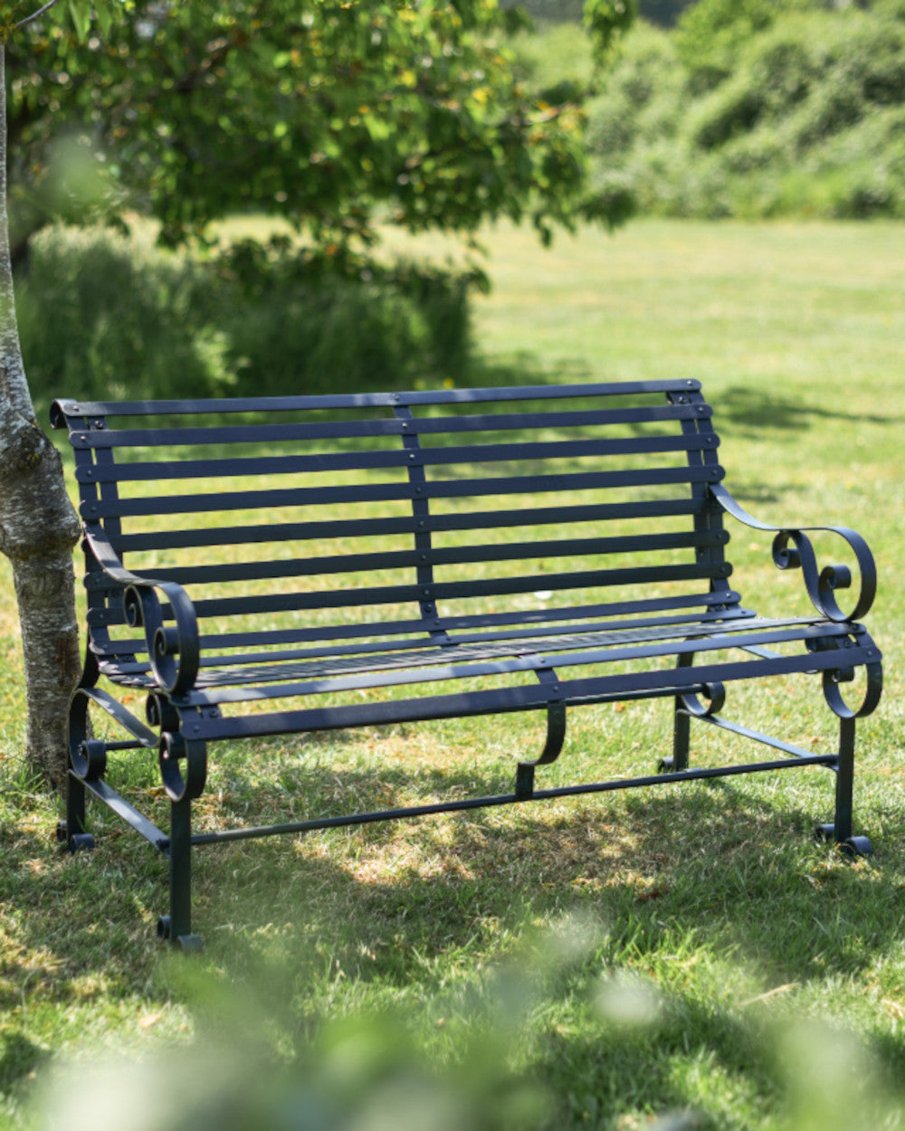 Black garden bench 