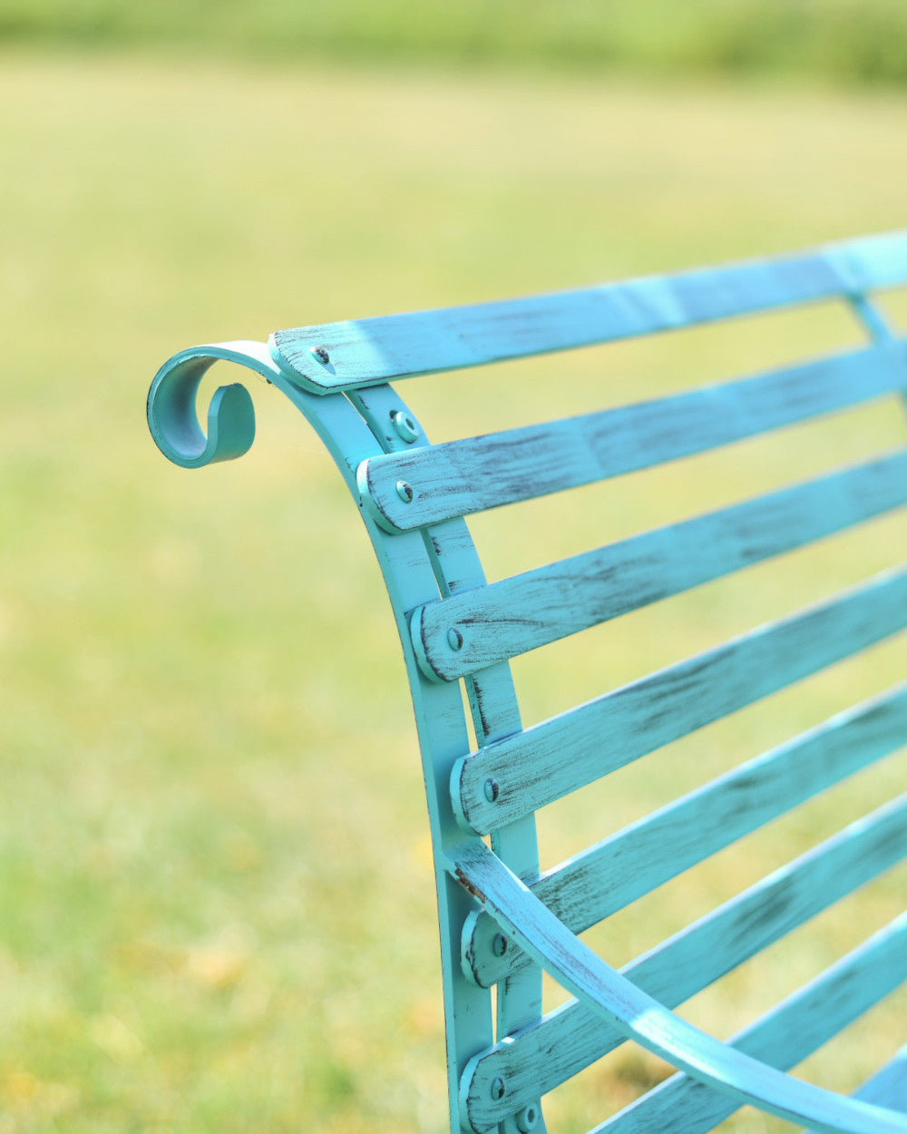 Green outdoor bench 