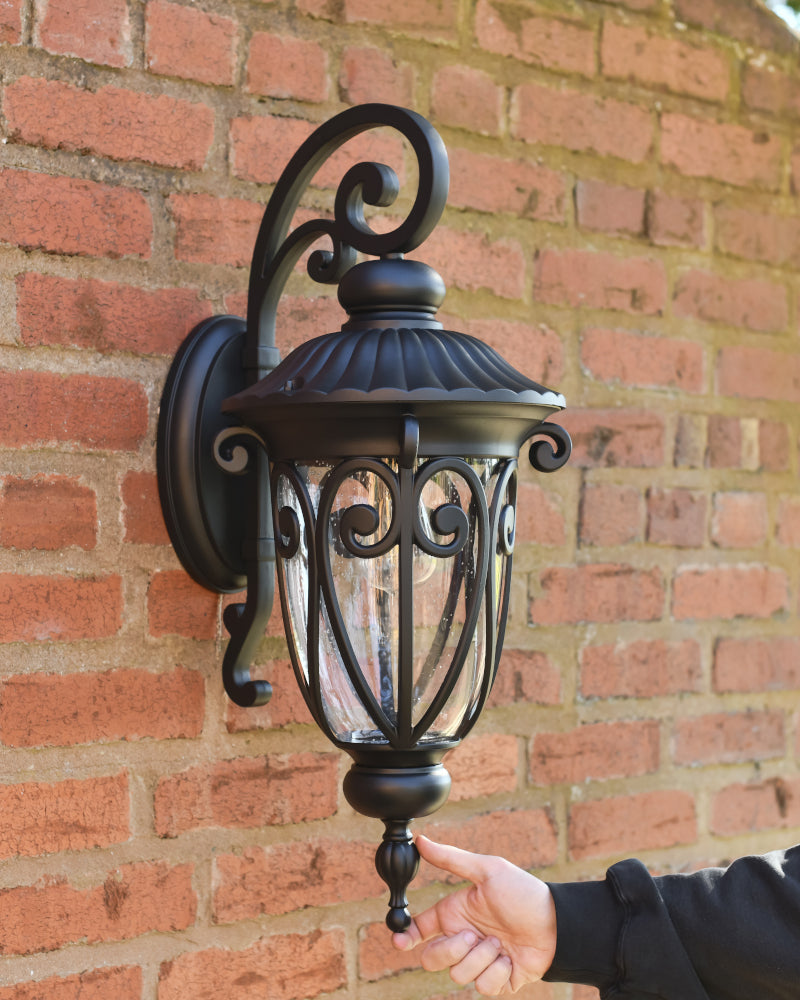 Life size scale of the 'Checkley' Seeded Glass Top Fix Wall Light