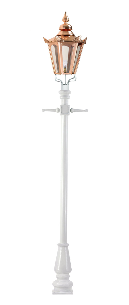 "Chelsea" White & Copper Lamp Post