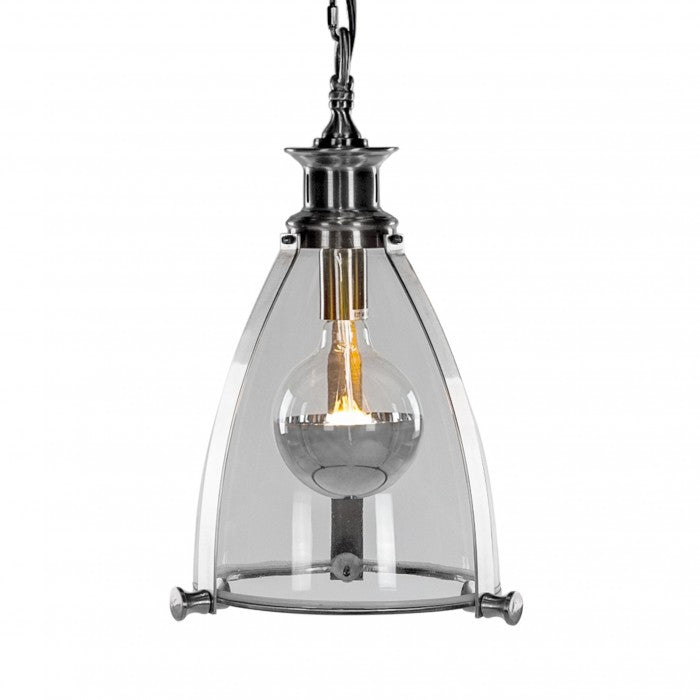 Chrome Framed Hanging Ceiling Light With Glass Panes
