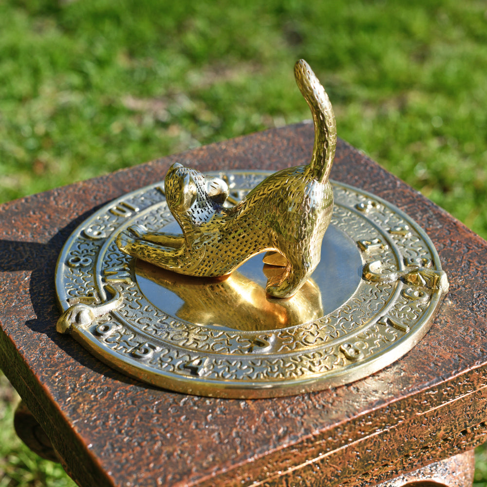 Circular brass unique pussy cat sundial
