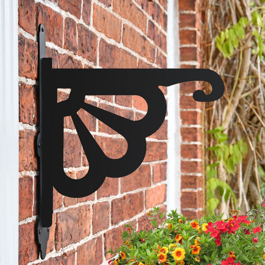 Clam Design Garden Hanging Basket Bracket Fitted To Brick Wall