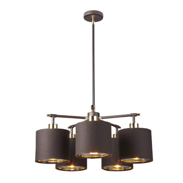 'Clearwell' Modern Polished Brass And Brown Pendant Light - thumbnail