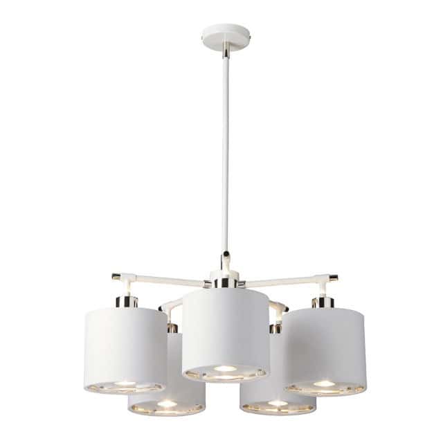 'Clearwell' Modern Polished Nickel And White Pendant Light - thumbnail