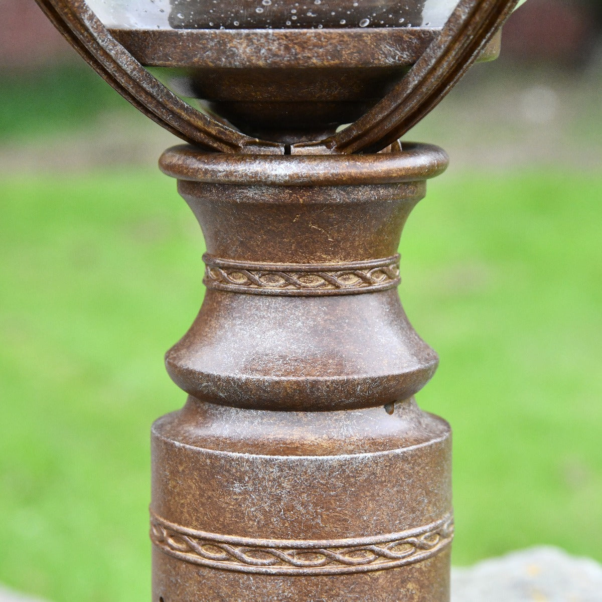 Close Up Of Antique Bronze Pillar Post Light